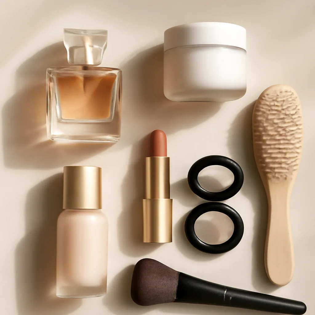 square real photo of elegant beauty flat lay